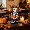 thumbnail image 6 of AZXY Halloween Decorations Skeleton Wooden Pumpkin Tabletop Sign, Halloween Decor, Halloween Pumpkins, Halloween Indoor Decor, Halloween Party Decor, Striped Polka Dot Table Ornament for Home Display, 6 of 7
