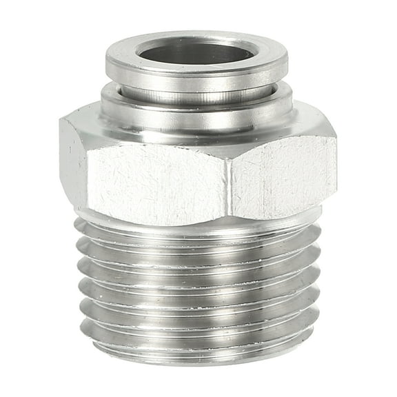 Uxcell Push to Connect Fitting, 304 Stainless Steel Male Straight 3/8" Tube OD x 1/2" NPT Thread  1 Pcs