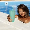 thumbnail image 4 of Kieccall 710ml Glitter Tumbler Set 5 Pack Plastic Straw Cups For Home Office Iced Coffee Fruit Tea Serving, 4 of 6