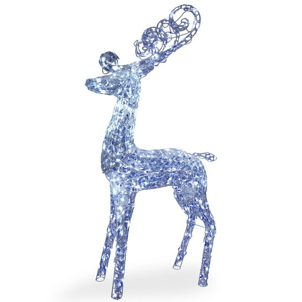 60" PreLit Standing Reindeer Christmas Decor with White LED Lights