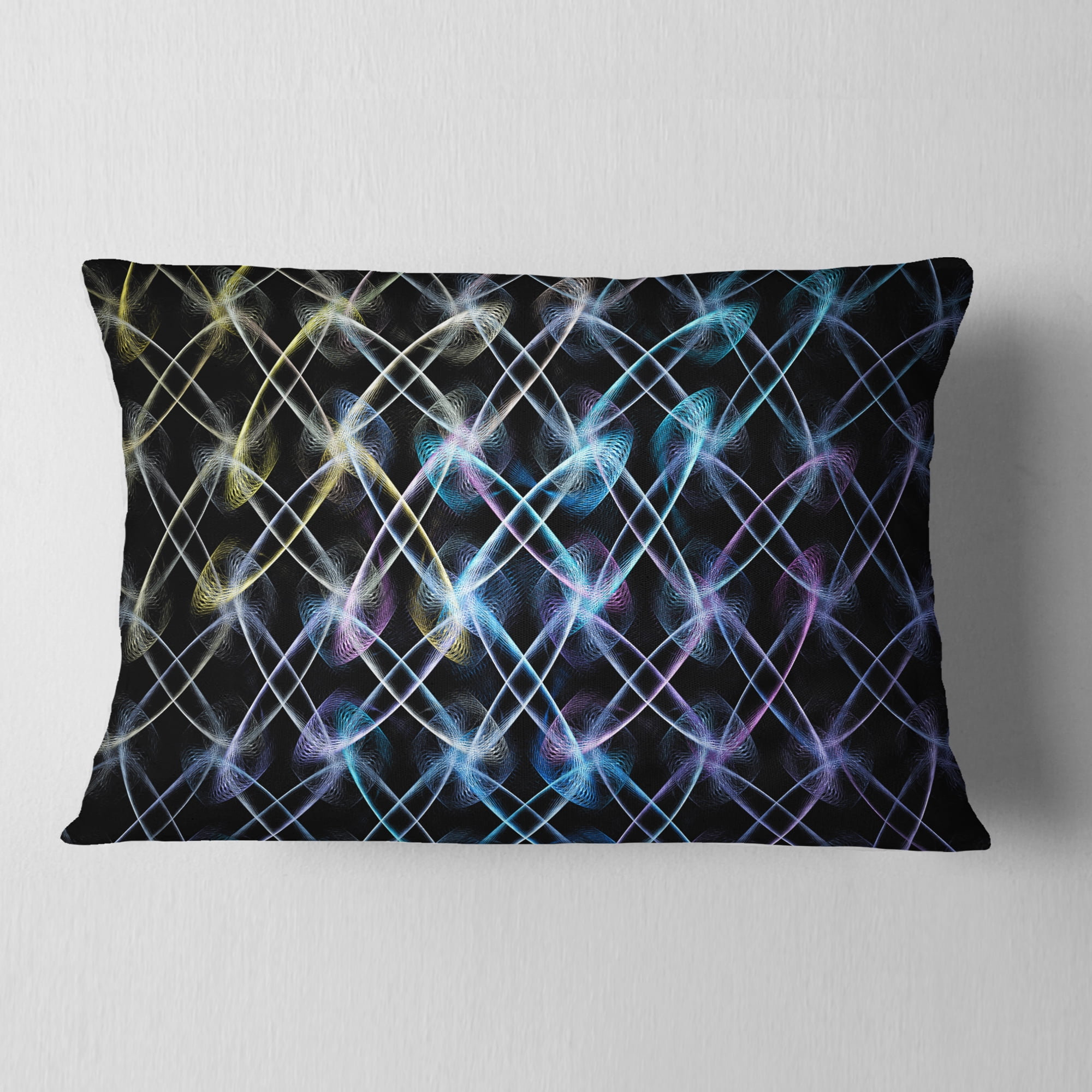 Designart Blue Unusual Fractal Metal Grill - Abstract Throw Pillow - 12x20