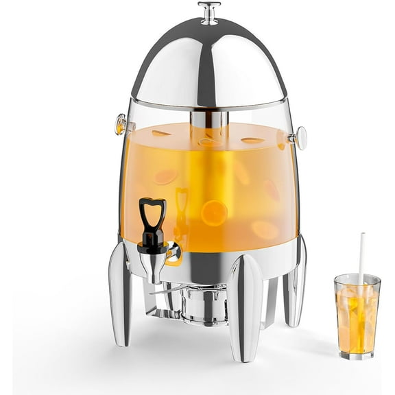 ROVSUN 3 Gallon/12L Beverage Dispenser, Coffee Chafer Urn with Fuel Holder, Drink Dispenser Water Juice Dispenser with Ice Container Spigot, Hot & Cold Drinks for Party Catering Buffet, Plastic
