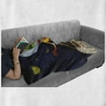 thumbnail image 5 of Alien Soft Flannel Fleece Throw Blanket, Ufo Cartoon of Funny Creature in Spacesuit Standing on the Moon and Space Backdrop, Cozy Plush for Indoor and Outdoor Use, 50" x 60", Multicolor, by Ambesonne, 5 of 5