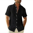 thumbnail image 2 of Hawaiian Bowling Shirts for Men Short Sleeve Lapel Button Down Solid Color Lapels Shirts Regular Fit Hawaiianss Short Sleeve Work Shirts for Men, 2 of 6