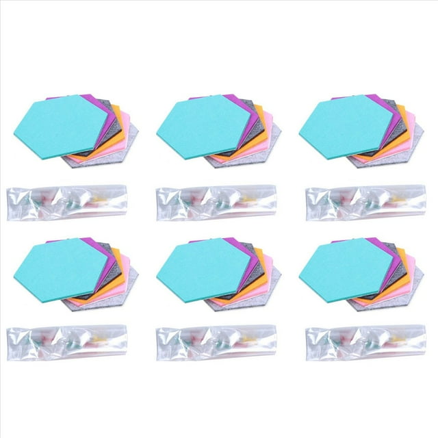 Juego de 36 Tableros de Pasador de Fieltro Hexagonal Boletin Autoadhesivo Memo Photo Cork Boards Espuma Azulejos Decorativos de Pared con 36 Chinchetas 5.5 X 5 X 0.2 Pulgadas