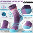 thumbnail image 2 of Calcetines de senderismo de lana merino Sandsuced para mujer, 5 pares, 2 of 6