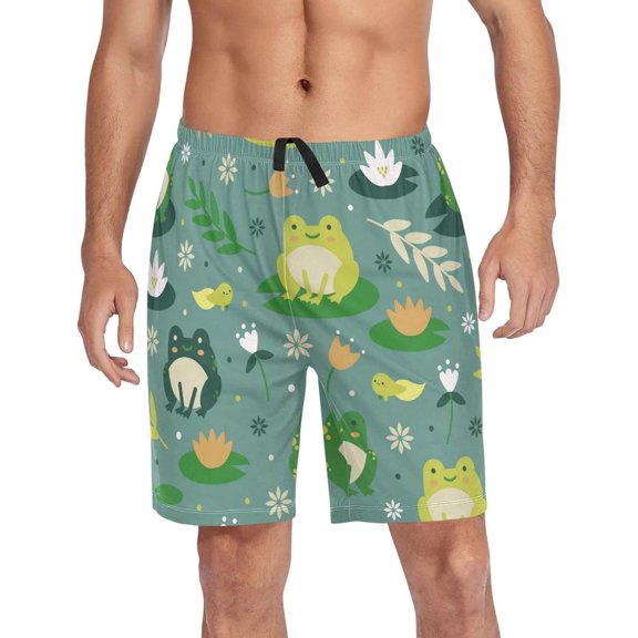GZHJMY Frog Pajama Pants Short for Men, Lounge Pants Lightweight Men Pajama Bottoms with Drawstring Pockets, Christmas New Year Birthday Gifts, Medium