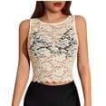 thumbnail image 2 of Sheghy Women Tank Tops Dressy Casual Mesh Lace Tank Top, Crew Neck Sleeveless Layering Cami for Women Beige L, 2 of 5