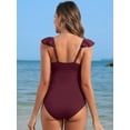 thumbnail image 5 of Asoul Ruffle Maternity Swimsuit One Piece V-Neck Pregnancy Bathing Suit Tie Kont Monokini Swimwear for Womens, 5 of 6