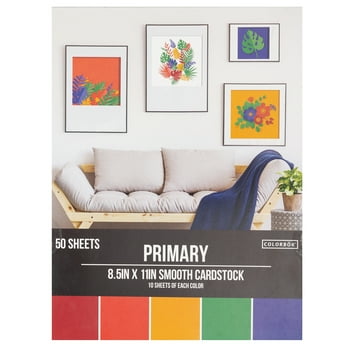 Colorbok Primary Smooth Cardstock Pad, 8.5" x 11", 50 Pieces