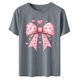 thumbnail image 5 of Xuyuer Valentine's Day Shirts for Women:Cute Love Heart Tshirts Graphic Tees Valentine Casual Short Sleeve Top bow tie fashion casual printed round-neck short-sleeved T-shirt top, 5 of 6