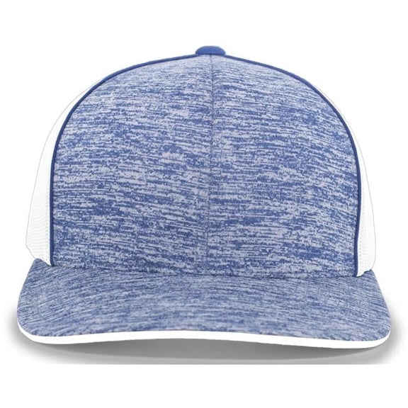 Aggressive Heather Trucker Snapback Cap, Royal Heather & White - One Size