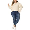 thumbnail image 2 of Agnes Orinda Women's Plus Size Sweater for Oversized Round Neck Long Sleeve Button Knit Pullover Sweater, 2 of 5