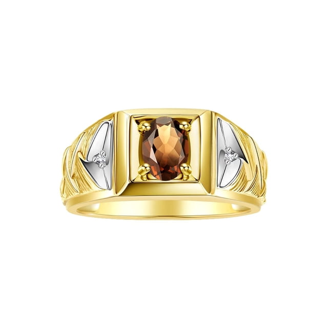 RYLOS Men's Rings Yellow Gold Plated Silver Rings Designer Weave Band 7X5MM Gemstone & Diamond Ring Smoky Quartz June Birthstone Rings For Men Size 8