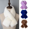 thumbnail image 1 of Cross Scarf Faux Rabbit Fur Double-sided Thickened Soft Washable Pure Color Autumn Winter Women Neck Warmer Collar Scarf for Outdoor, 1 of 8