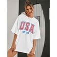 thumbnail image 5 of KimSoong USA Shirt American Flag Shirts Women Oversized 250 Years Patriotic T-Shirts Casual America Flag Print Tee Tops, 5 of 7