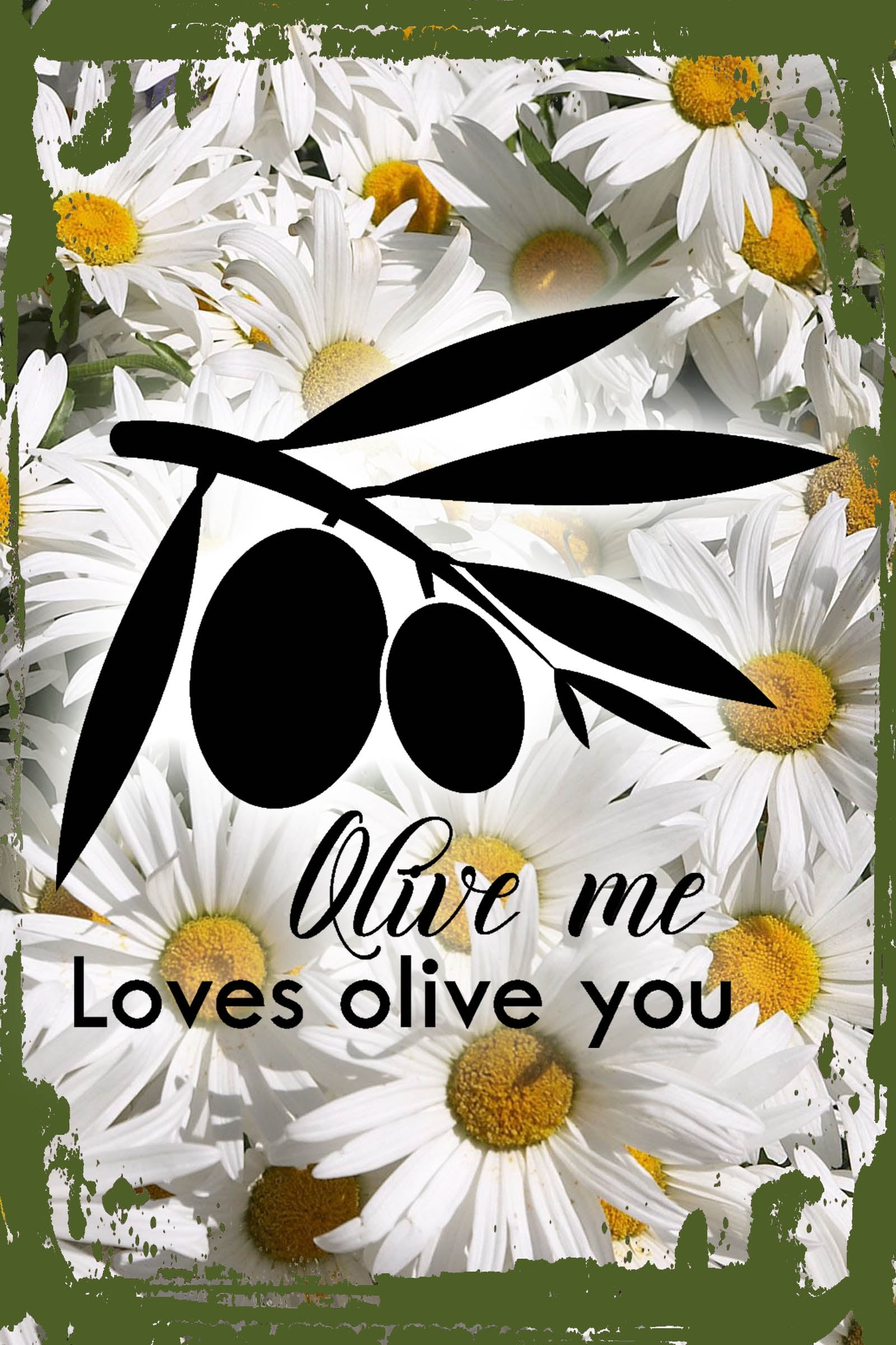 Daisy Flower Flat Canvas Wall Art Print All Of Me Loves All Of You