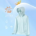 thumbnail image 2 of Summer Lightweight Jacket Women and Men Sun Protection Plus Size Full Zip Hooded Long Sleeve Clothing Shirts with Pockets Unisex Athletic Hiking Workout Sportwear Light Blue XL, 2 of 6