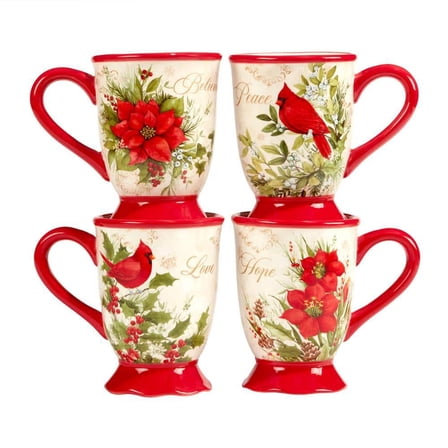 Winter's Medley 16 oz. Multi-Colored Earthenware Beverage Mugs (Set of 4)