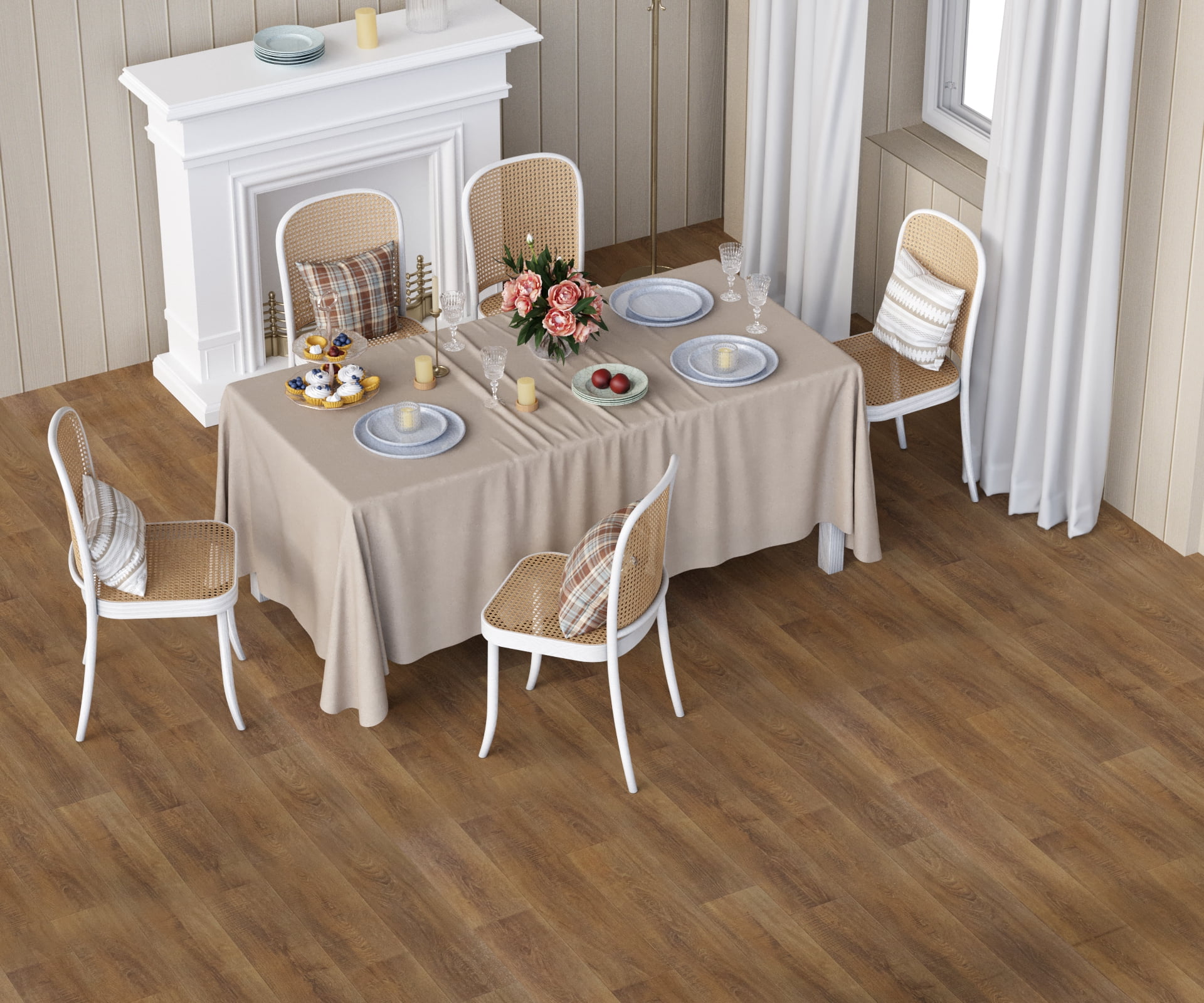 Oxdigi Vinyl Flooring Roll 39.3x196 inches, PVC Leather-Like Linoleum Floor Covering with Tape, Removable- No Adhesive Backing Nature Wood