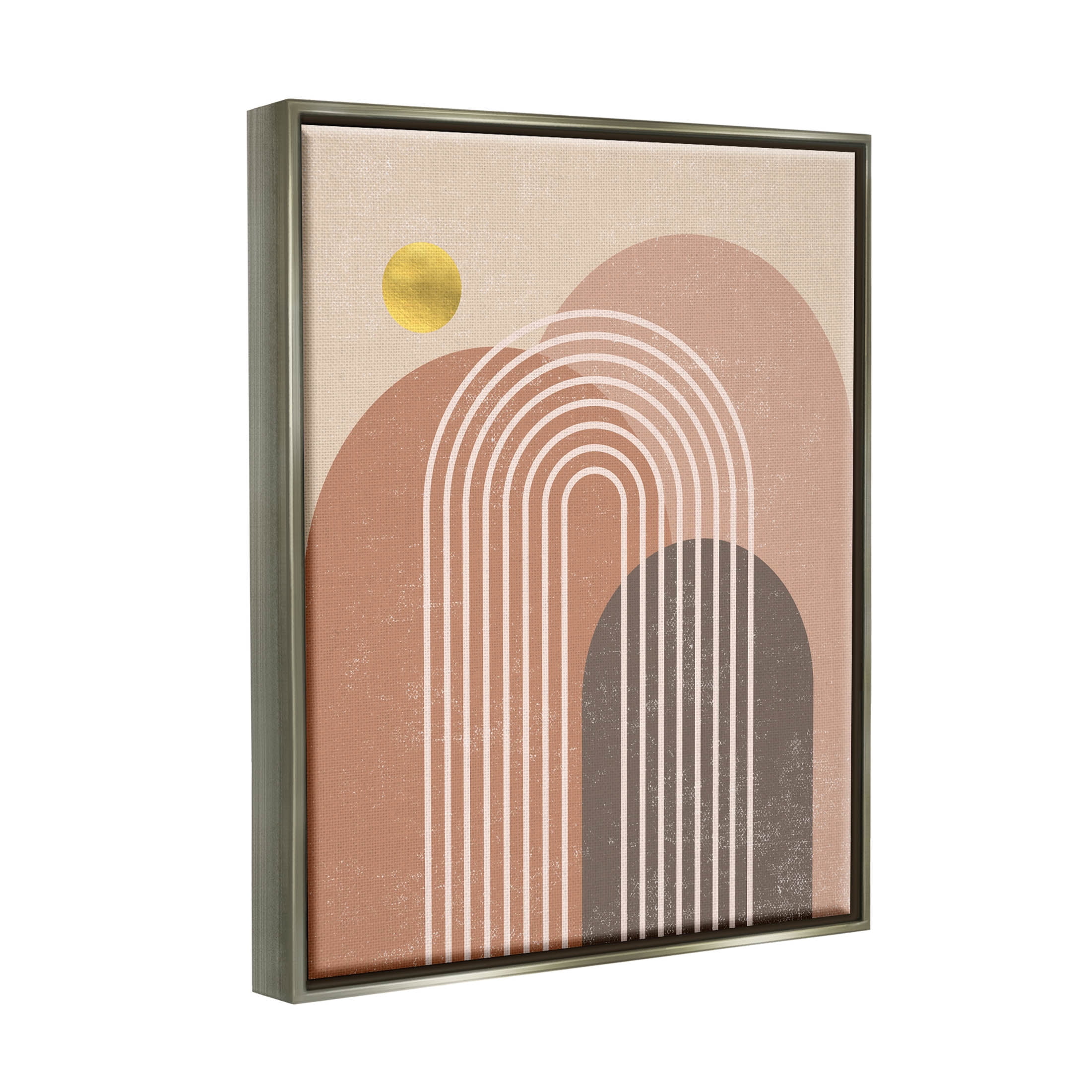 Stupell Industries Geometric Abstract Arch Shapes Graphic Art Luster Gray Floating Framed Canvas Print Wall Art, Design by Caroline Alfreds