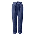 thumbnail image 3 of MKLEKYY Jeans pour Femmes Pantalon Décontracté Multicolore Grande Taille à Lacets Noir, 3 of 4