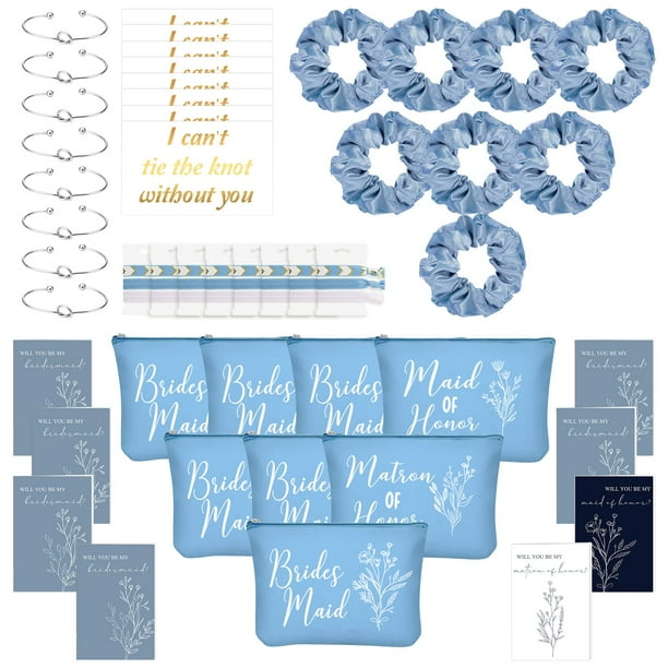 Set de regalos para damas de honor Cunno, 8 bolsas de cosméticos, color azul