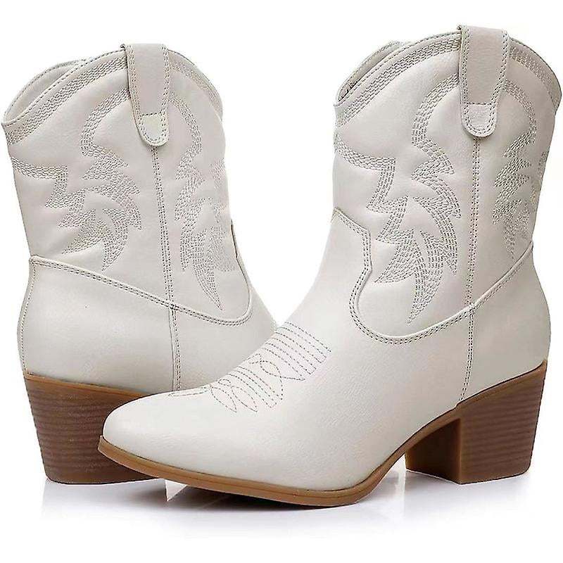 Womens Cowboy Boots Western Pointed Toe Cowgirl Booties Size 35 Pink