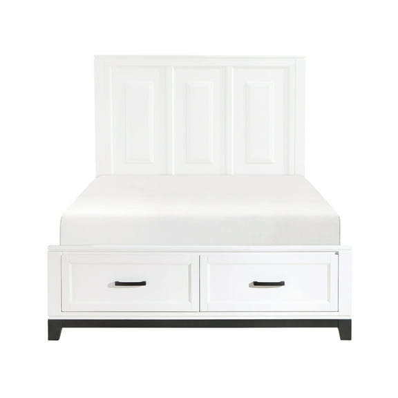 Bedroom Furniture: Queen Platform Bed With Storage In White Wood Size Storage, Finish Wooden Item