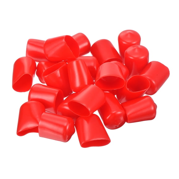 Uxcell Rubber End Caps, Round Screw Thread Protector Bolt Cap Covers Hole Plugs for Tubing Pipe Rod Nut Furniture Red 15.5x20mm 50