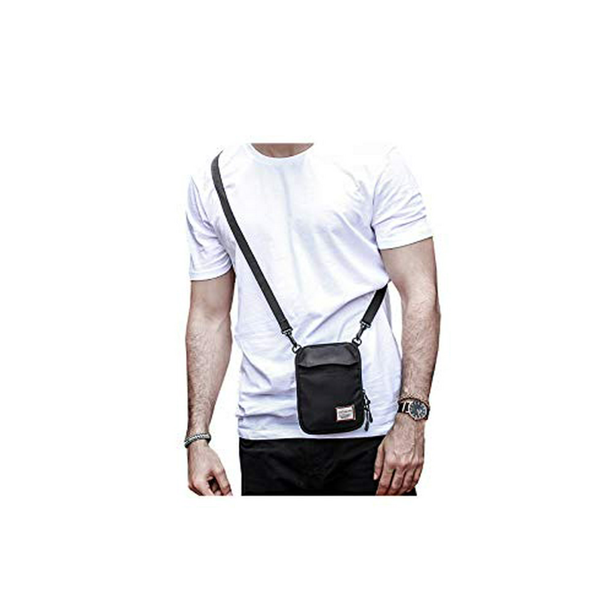 Small Crossbody Bag for Men Mini Shoulder Bag Mini Messenger Bag for Cell Phone Travel Outdoor Hiking Neck Pouch Bag Passport Wallet with Adjustable