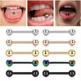 thumbnail image 2 of Namzi 2Pcs Barbells Piercing Jewelry Multicolored Tongue Rings, Bridge Piercing Straight Barbells, Size 0.16*1.4*0.5cm, Safe for Daily Wear, 2 of 4