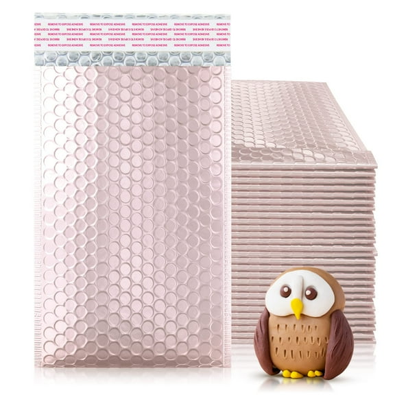 Rose Gold Metallic Bubble Mailers, Opaque Padded Self-Seal, 25 Count, 5 x 9 in
