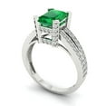 thumbnail image 2 of 2.35 ct Emerald Cut Simulated Emerald Solitaire with Simulated Diamond Accents 18K White Gold Womens Engagement Ring, 2 of 5
