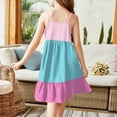 thumbnail image 3 of XADYUY Girls Beach Dress Casual A-Line Spaghetti Strap Cami Dresses Cute Pleated Colorblock Swing Sundresses for Girls,10-11 Years Pink, 3 of 4