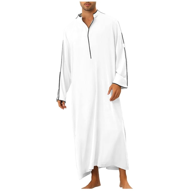 Dagugfen Robe pour Hommes à Boutons, Manches Longues, Longueur Complète, Robe Musulmane Ample et Décontractée, Caftan Jubba Thobe