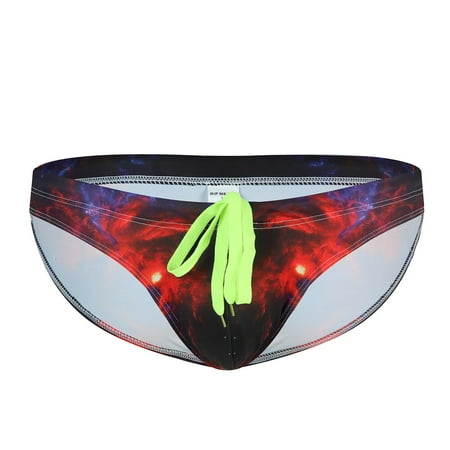 

Knosfe Mens Printed Soft Bikini Briefs Sexy Swimming Trunks Underwear M