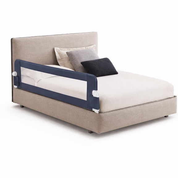 MULTIGOT 60" Toddler Foldable Bed Rail w/ Adjustable Safety Strap, Bedrail Guard Grey