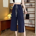 thumbnail image 2 of Fashion Lounge Pants Women Petite Plus Size Solid Color Casual Trousers Elastic Waist Pants Long Pants With Pockets, 2 of 5