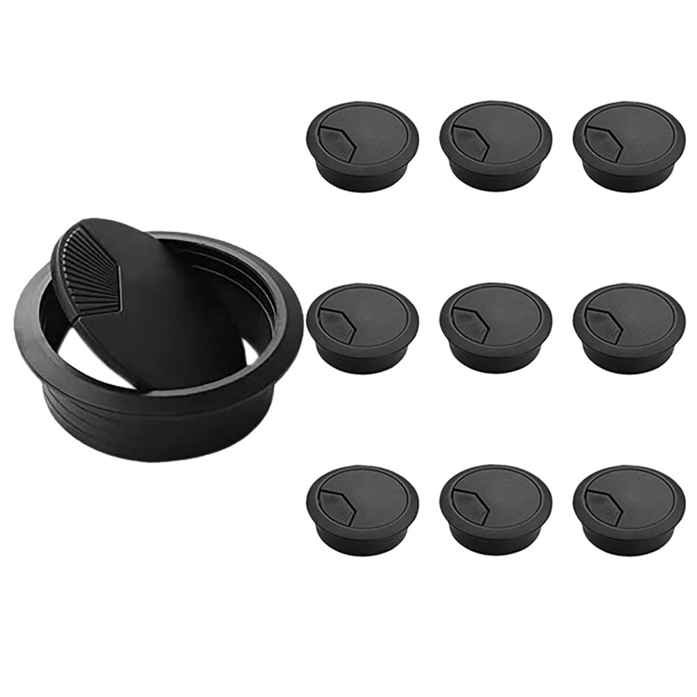 Yinpecly 5 Pcs 1.97 Inch Cord Grommet Adjustable PC Computer Cord Cable Wires Organizer Plastic Hole Cover Desk Wire Cord Cable Grommets Plug Cap Black for Office PC Desk 