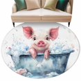 thumbnail image 2 of 8ft Washable Large Round Rug, Pig Taking Non-Slip Circle Area Rug for Living Room Dining Room, A Bath Indoor Floor Mat for Home Decor, 2 of 9