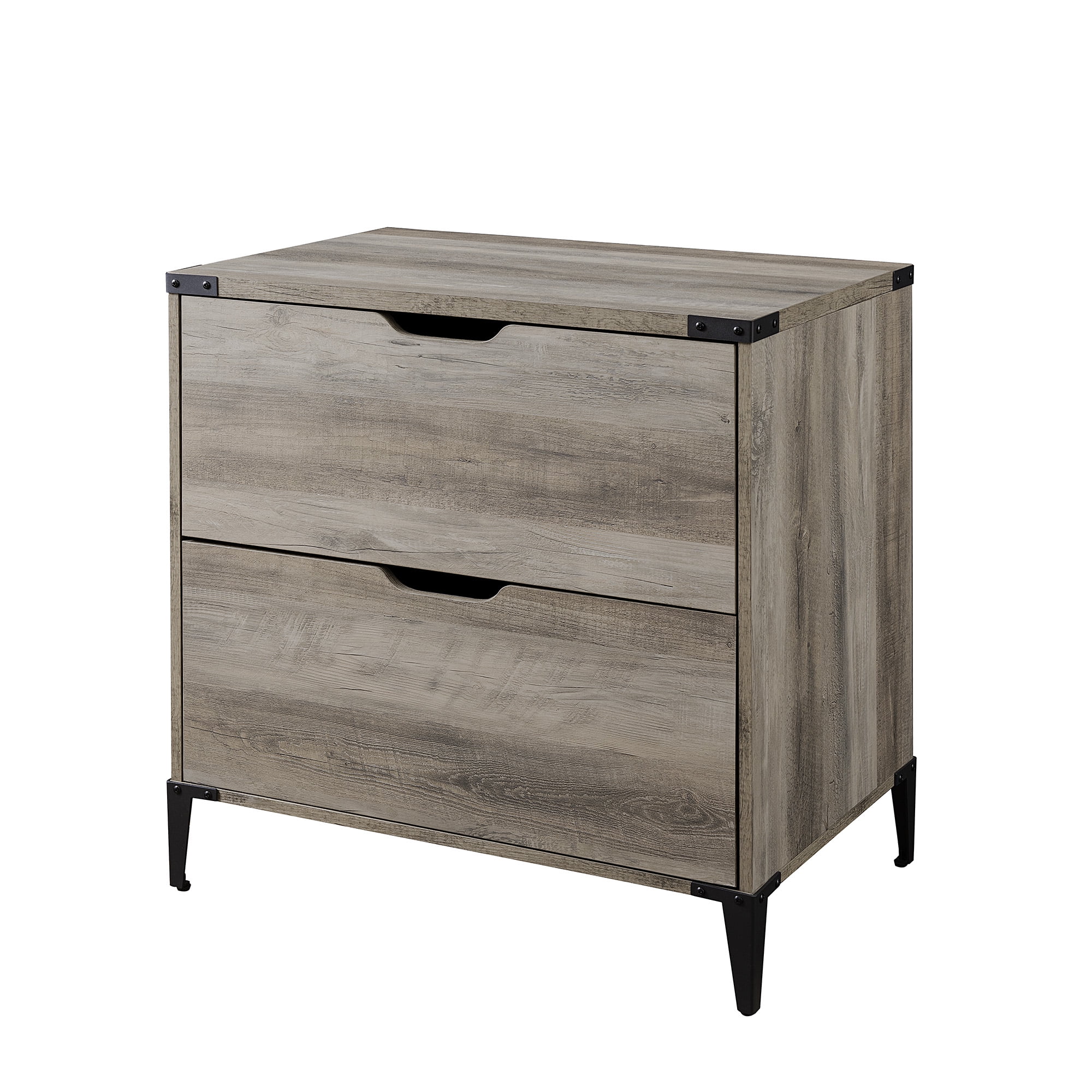 Walker Edison Modern Industrial 2-Drawer File Cabinet, Grey Wash