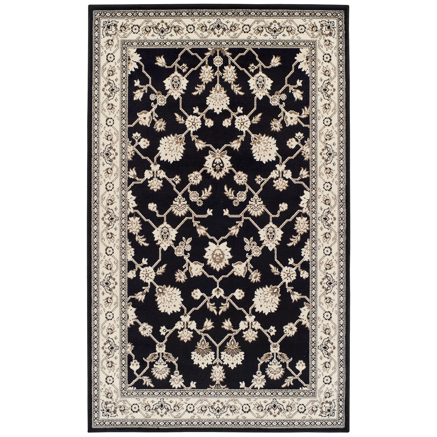 Kingfield Traditional Floral Indoor Area Rug, 8' x 10', Black - image 2 of 5
