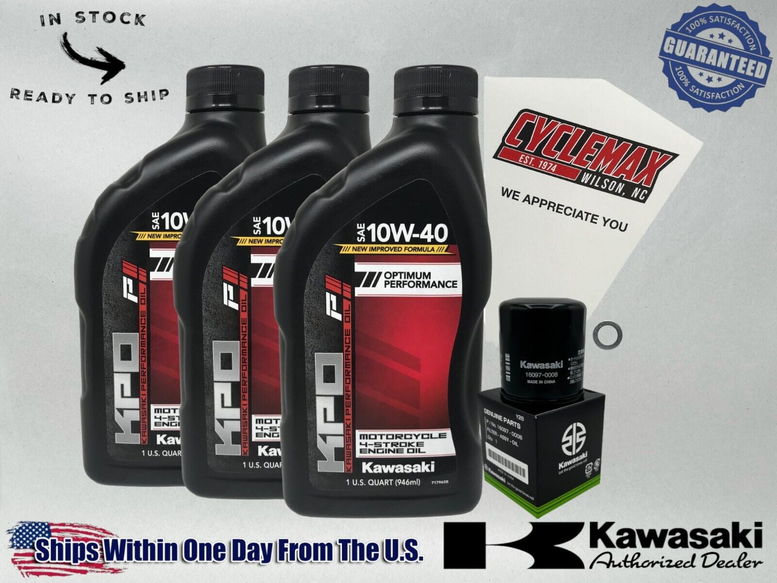 プロテイン Cyclemax Semi-Synthetic KPO Oil Change Kit fits 2019-2024 Kawasaki