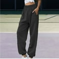 thumbnail image 2 of Outfmvch Fleece Lined Straight Leg Sweat Pants Women's Sweatpants Petite Length Pockets Pants Casual Workout Athletic Joggers Waist Pants for Women Hiking Pants Women Fleece Pants Women Gray 2 L, 2 of 5
