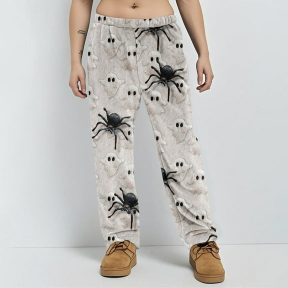Hearthz Halloween Mens Flannel Pajama Pants Plush Fuzzy Men's Cute Pajama Pants Warm Cozy Pj Bottoms Lounge Pants Fleece Pj Pants