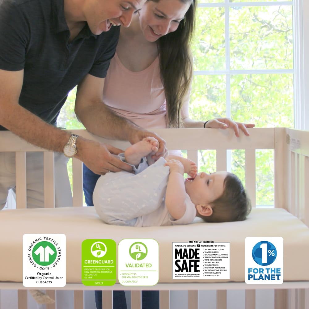 Naturepedic Organic Crib Mattress - 2-Stage Lightweight Infant & Toddler Mattress with Protector Pad - Waterproof, Breathable & Non-Toxic for Baby and Toddler Bed