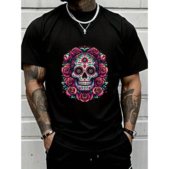 100% Cotton De Los Muertos Day Of The Dead Sugar Skull Halloween Women T-Shirt Summer Men For Top