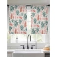 thumbnail image 2 of Coral Shell Sheer Curtains 2 Panels Set Watercolor Pink Green Red Coral Starfish Anchor Linen Texture Sheer Window Curtains Light Filtering Rod Pocket Voile Drapes for Bedroom Living Room 52"x45", 2 of 8