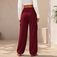 thumbnail image 6 of Wide Leg Sweatpants Women Zaewscy Women's Casual Solid Color Drawstring Elastic Waist Sweatpants Cuffed Side Pockets Pants Wine XXL, 6 of 8